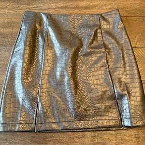 Miami Gray Croc-Embossed Skirt